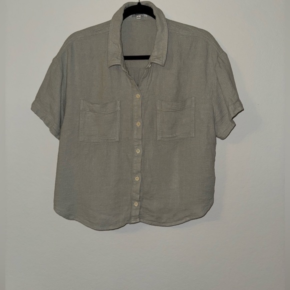 Madewell Breezewoven Beachside Shirttail Top in Ashen Sage in Size Large - Picture 3 of 5
